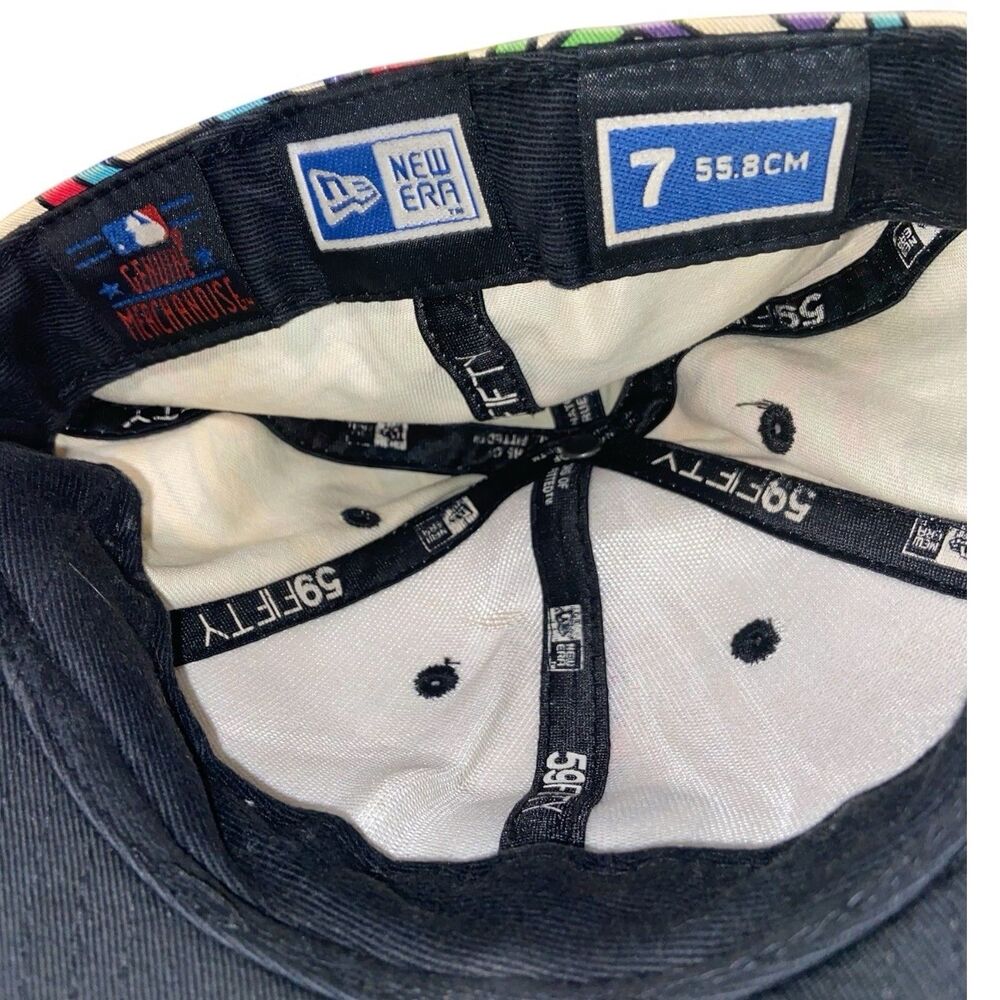 New York Yankees Hat Cap Fitted Mens 7 1/4 White Logo MLB Baseball New Era -RARE - Picture 4 of 5